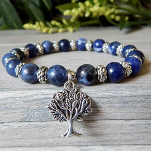 Tree of Life Bracelet - Nature Inspired Jewelry - Blue Gemstone Bracelet - Sodalite Jewelry - Accessories For Women - Gift For Girlfriend