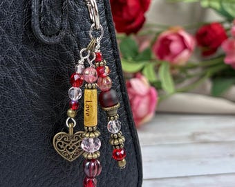 Keepsake Gift for Her, Purse Charm, Heart Charm Gift for Daughter, Girlfriend, Friend, Love Bag Charm
