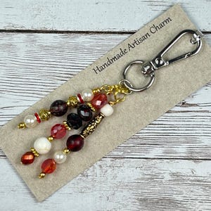 Red Gemstone Purse Charm, Holiday Gift Idea, Stocking Stuffers, Charms for Bags, Keychains,  Versatile Beaded Clip Pendants Accessory Charms