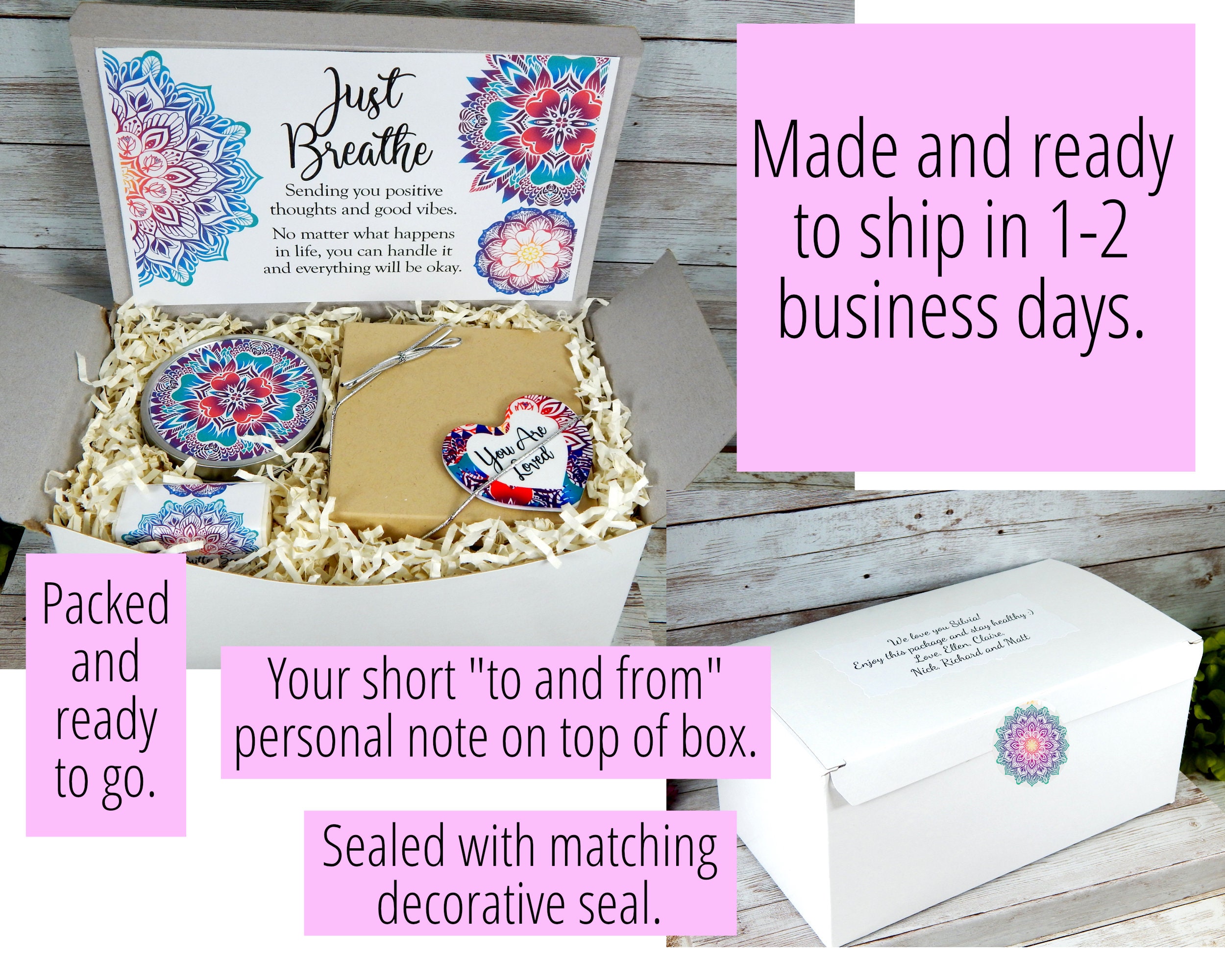 Just Breathe Gift Basket Encouragement Gifts For Women Etsy