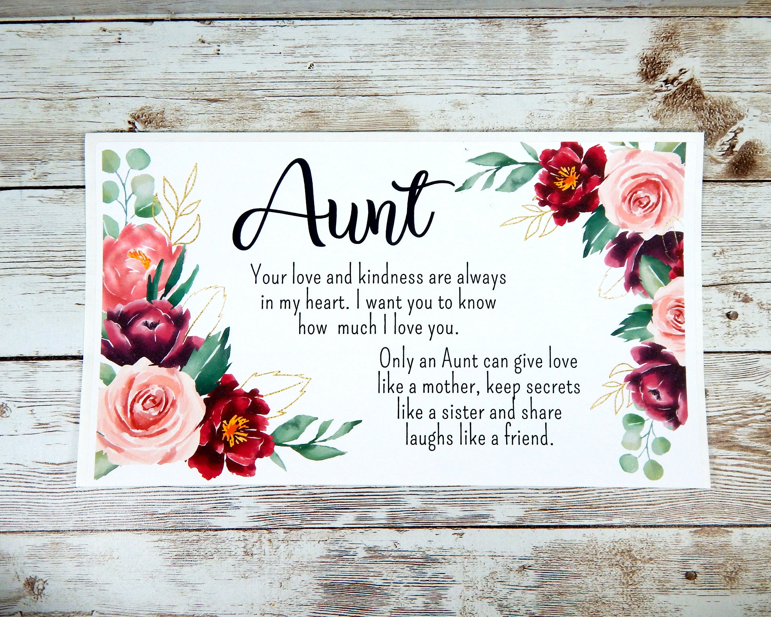 Best Aunt Gift Gift for Aunt with Meaningful Message Care Etsy