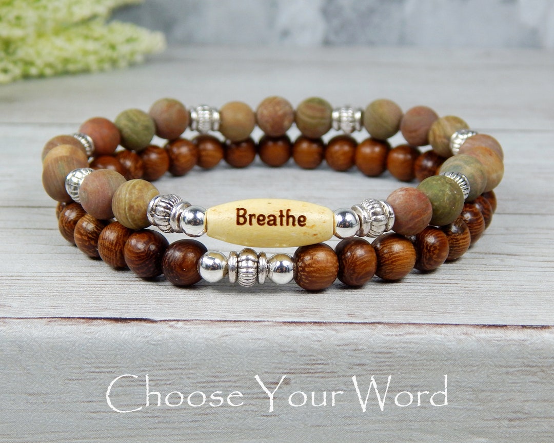 Breathe Bracelet, Stacked Bracelet, Intention Bracelet, Beaded Bracelet ...