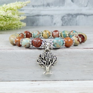 Tree of Life Bracelet, Tree of Life Jewelry, Nature Jewelry, Tree Jewelry, Blue Bracelet, Jasper Bracelet, Tree of Life, Beaded Bracelet image 4