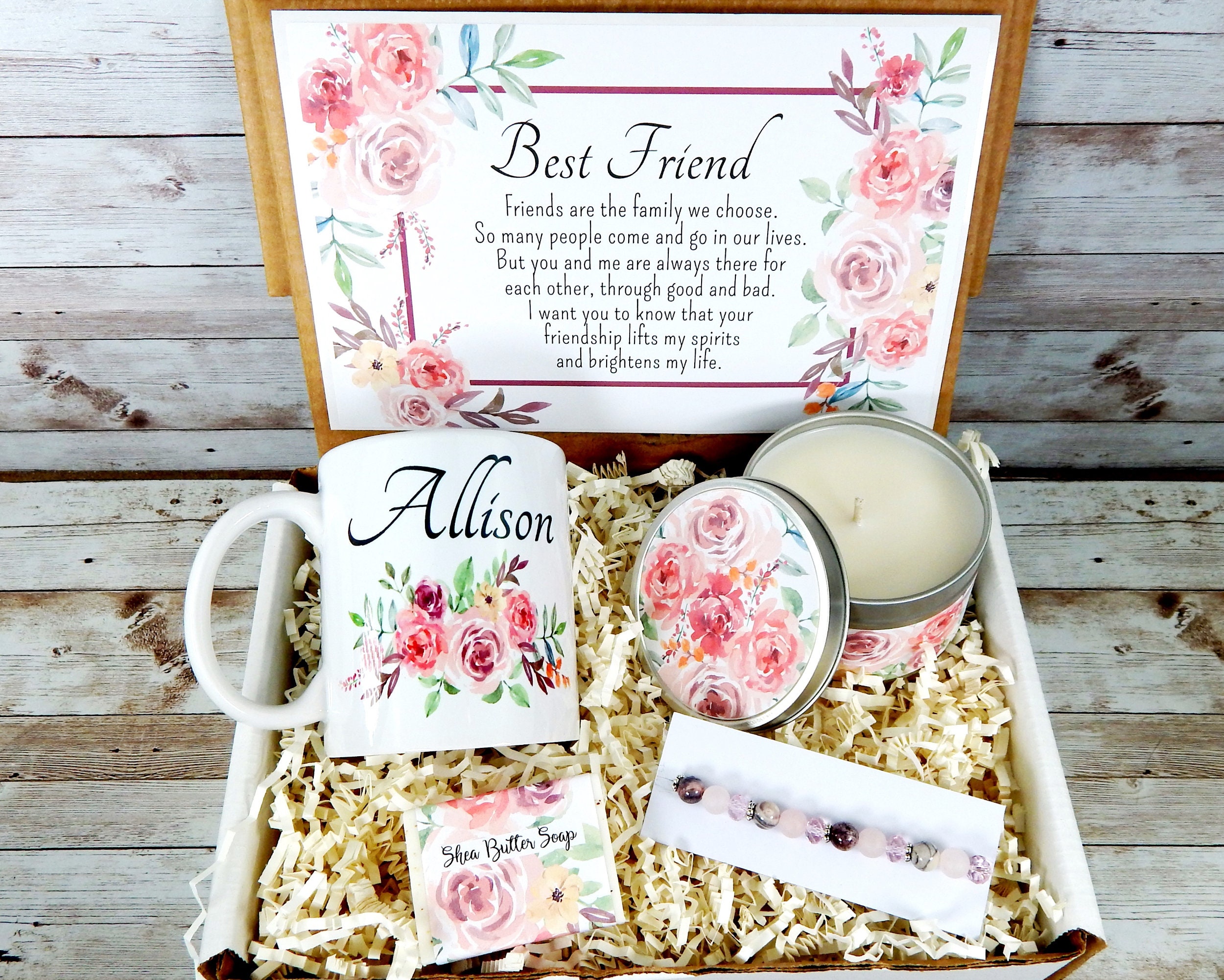 Best Friend Gift Basket Friendship Gift Basket Pink Gift Etsy