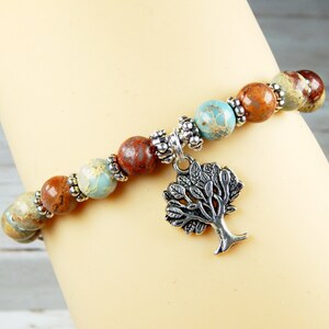 Tree of Life Bracelet, Tree of Life Jewelry, Nature Jewelry, Tree Jewelry, Blue Bracelet, Jasper Bracelet, Tree of Life, Beaded Bracelet image 2