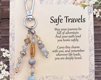 Safe Travels Gift | Purse Charm with Meaningful Card | Travel Protection Gift for Loved Ones | Send Off Gift for Adventure
