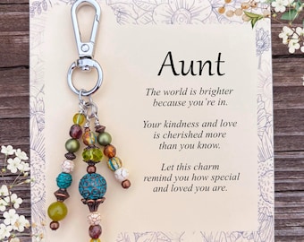 Aunt Birthday Gift | Purse Charm with Meaningful Card | Birthday, Christmas, Appreciation Gift for Aunt | Mother's Day