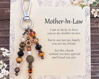 Mother-in-Law Gift for Birthday | Purse Charm with Meaningful Card | MIL Mother's Day Gift