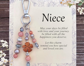 Niece Gift for Birthday | Purse Charm with Meaningful Card | Niece Birthday Gift, Graduation From Aunt Uncle