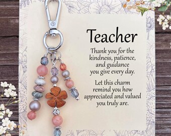 Teacher Gift for Appreciation | Purse Charm with Meaningful Card | Teacher End of Year, Birthday Gift, Graduation, From Student