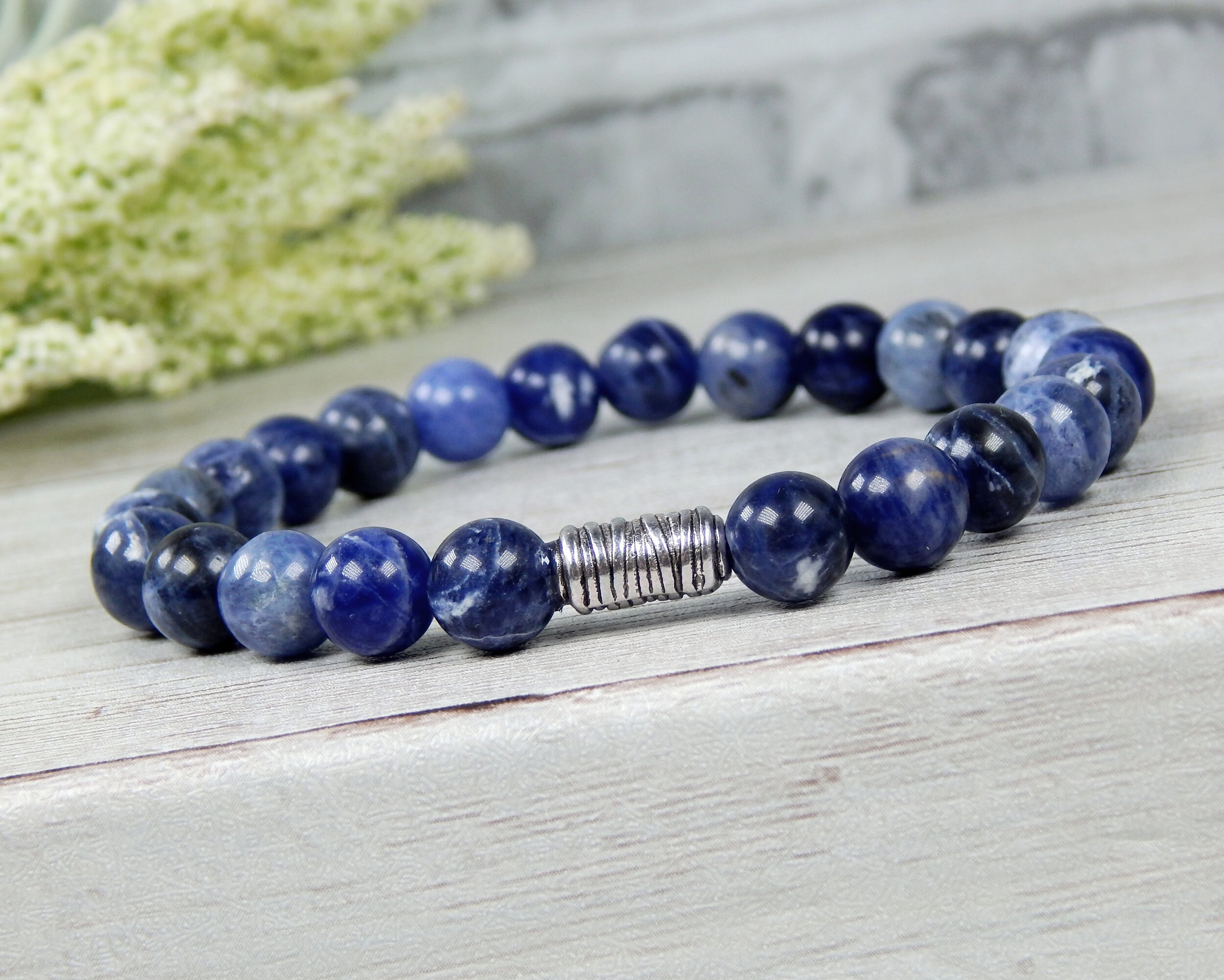 Beaded Bracelet Men Mens Blue Bracelet Mens Blue Bead Etsy