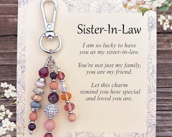 Sister-in-Law Gift for Birthday | Purse Charm with Meaningful Card | Sister In Law Gift Bridal