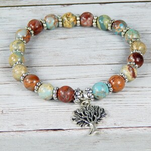 Tree of Life Bracelet, Tree of Life Jewelry, Nature Jewelry, Tree Jewelry, Blue Bracelet, Jasper Bracelet, Tree of Life, Beaded Bracelet image 3