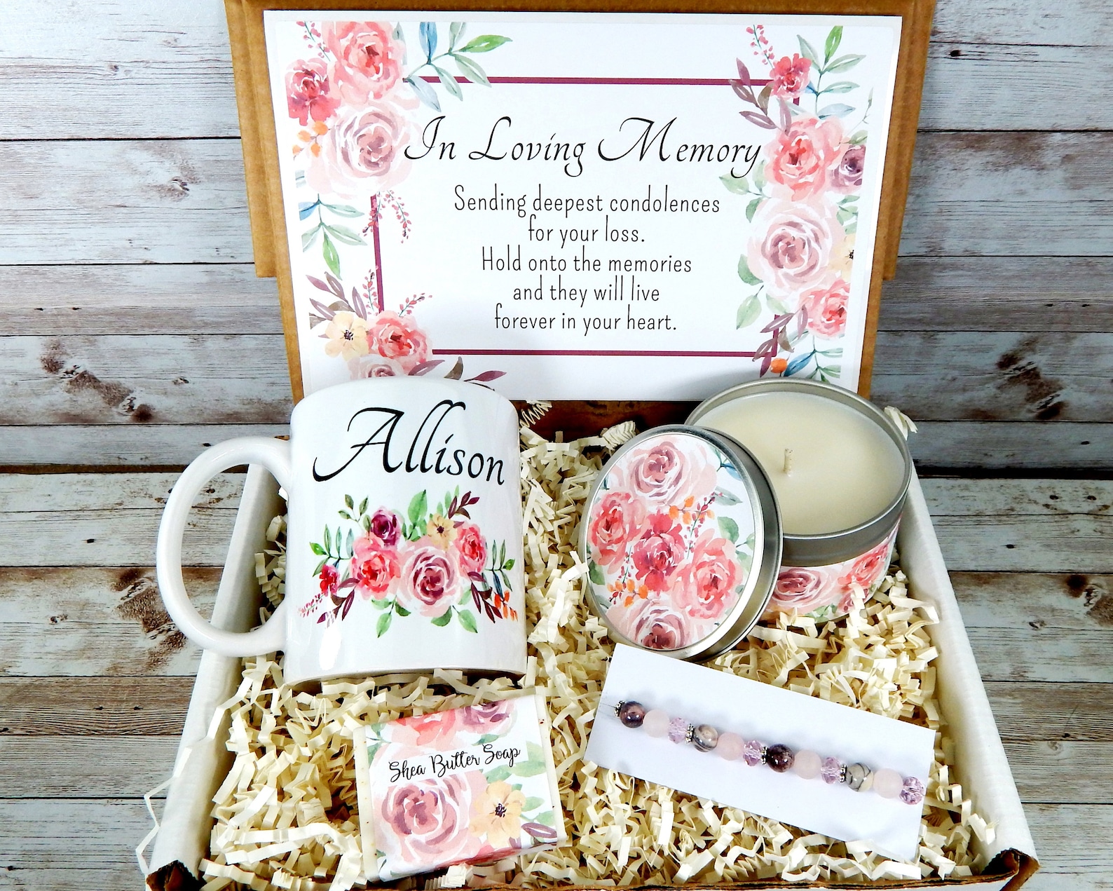 In Loving Memory Gift Basket Condolences Gift to Send Pink Etsy