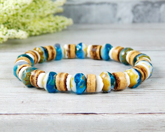 Pulsera de playa Joyería concha Pulsera de madera - Etsy España