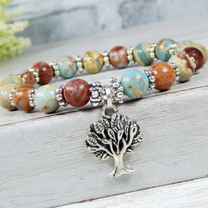 Tree of Life Bracelet, Tree of Life Jewelry, Nature Jewelry, Tree Jewelry, Blue Bracelet, Jasper Bracelet, Tree of Life, Beaded Bracelet image 5