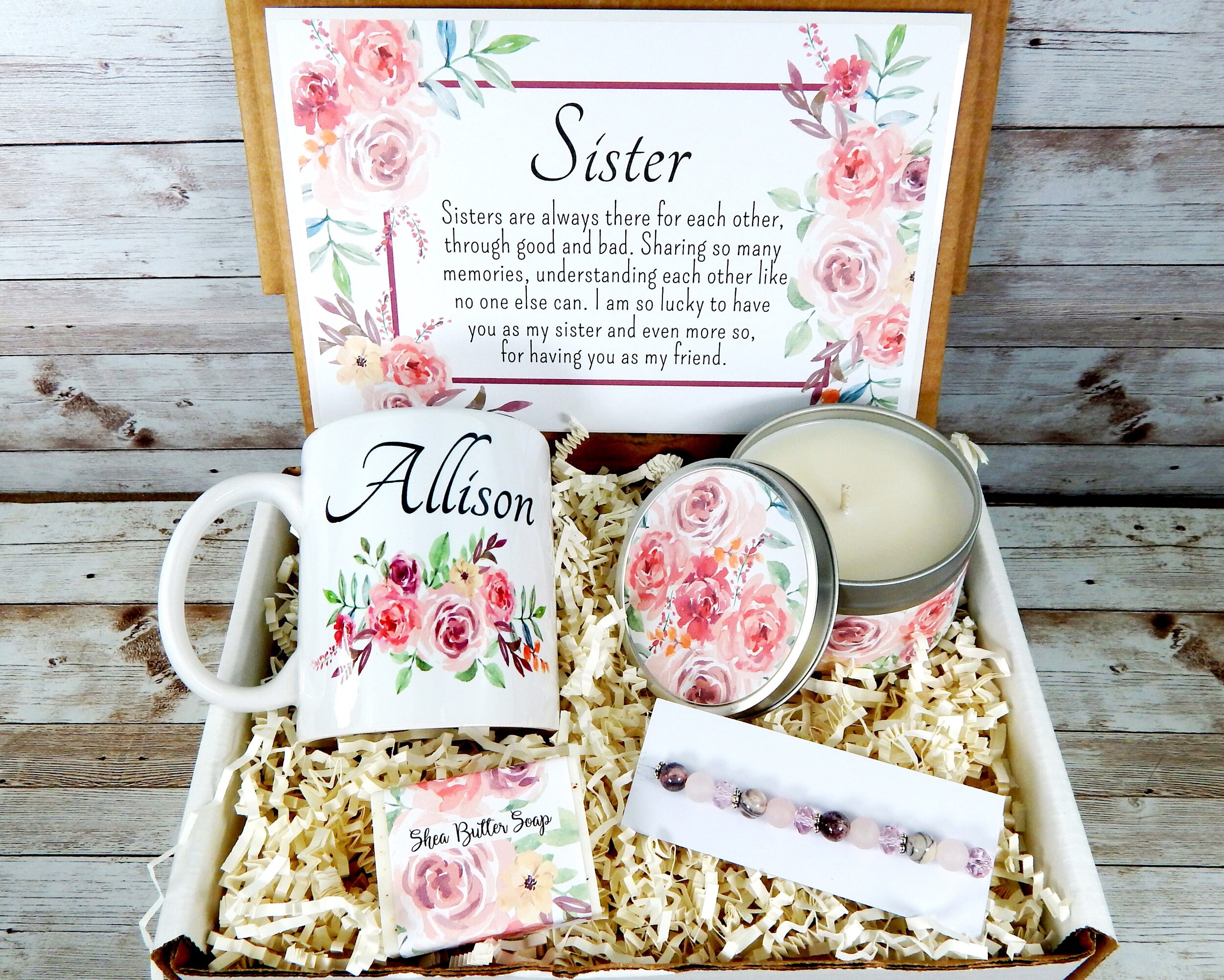 Sister Gift Basket with Bracelet Personalized Gift for Etsy