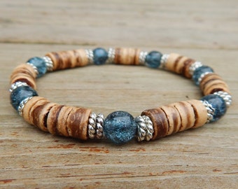 Mens Bracelet, Men Beaded Bracelet, Mens Casual Bracelet, Mens Beach Bracelet, Gift for Him, Men Bracelets, Mens Wood Bracelet, Man Jewelry