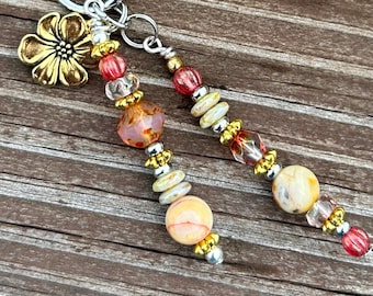 Beaded Purse Accessory - Stocking Stuffers - Handmade Gemstone Bag Charm Clip - Unique Luggage Decor -  Handbag Charms - Gift Box Ideas