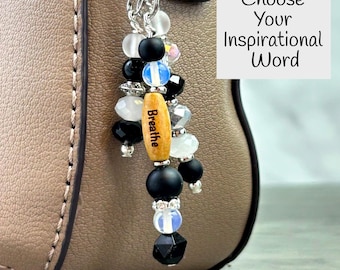 Inspirational Word Purse Charm: Gemstone Bag Accessory