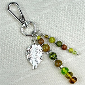 Nature Lover Charm - Leaf Bag Charms - Purse Charm Leaf Pendant - Boho Bag Charms - Charms for Keyrings, Hiker Backpack Charm - Nature Gift