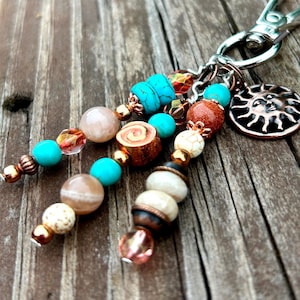 Boho Purse Charm - Beaded Bag Charm, Artisan Charm Clips, Beaded Charm for Purses, Bags, Backpacks, Keychains, Luggage