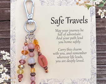 Safe Travels Gift | Purse Charm with Meaningful Card | Travel Protection Gift for Loved Ones | Send Off Gift for Adventure