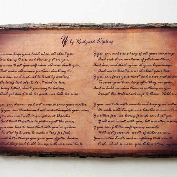 If by Rudyard Kipling on Natural Edge Wooden Plaque - Wood Sign with Saying - Wood Wall Art