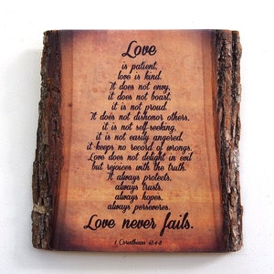 1 Corinthian 13 Wood Wall Art - Love Is Patient Love Is Kind Wood Sign - Rustic Bedroom Decor