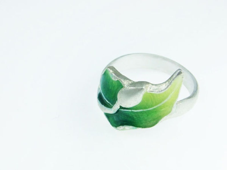 Green Leaf Ring Korean Chilbocloisonné Finished. Etsy