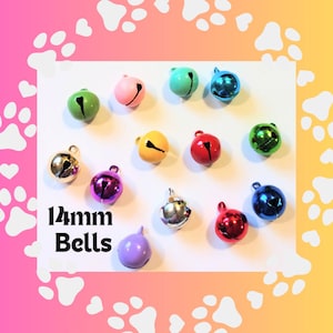 May include: Assortment of 12mm bells in various colors, including red, green, blue, yellow, silver, purple, and pink. The bells are arranged on a white surface. 12mm Bells