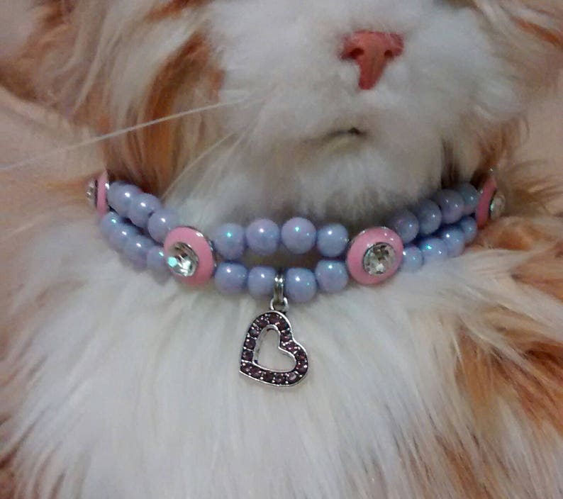 DogCat Pearl Collar Necklace Many Colors Pink Enamel Rhinestone Bead DogCat Collar Necklace DogCat Rhinestone Collar Necklace