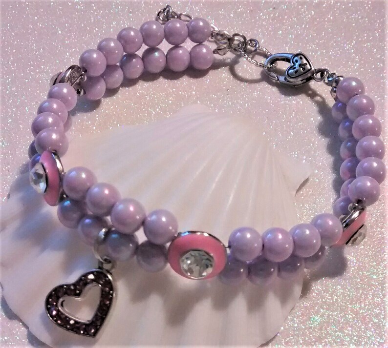 DogCat Pearl Collar Necklace Many Colors Pink Enamel Rhinestone Bead DogCat Collar Necklace DogCat Rhinestone Collar Necklace