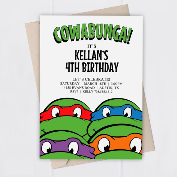 Teenage Mutant Nija Turte Inspired Birthday Invitation | Printable File | Kids Birthday Invitation | TMNT Il_570xn