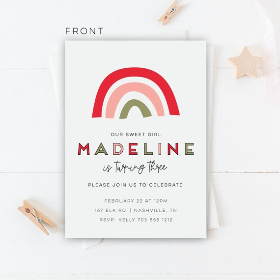 Rainbow Invitation | Printable File | Kids Birthday Invitation Il_570xn