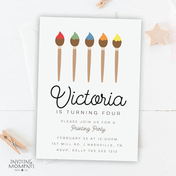 Painting Birthday Invitation | Printable File | Kids Birthday Invitation | Art Party Il_570xn
