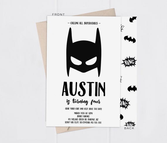 Superhero Birthday Invitation | Printable File | Kids Birthday Invitation | Batman Invitation Il_570xn