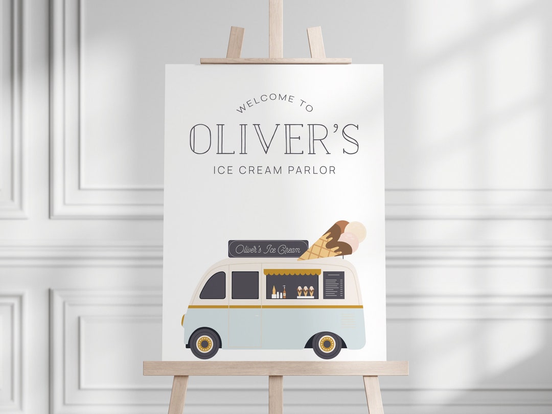 Ice Cream Truck Sign Blue Party Sign INSTANT DOWNLOAD Etsy