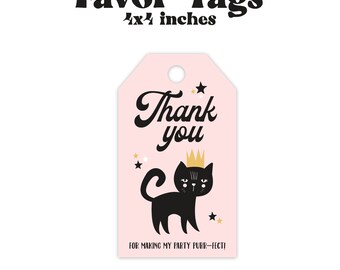 Cat Favor Tags - Instant Download - Kitten Favor Tags - Birthday