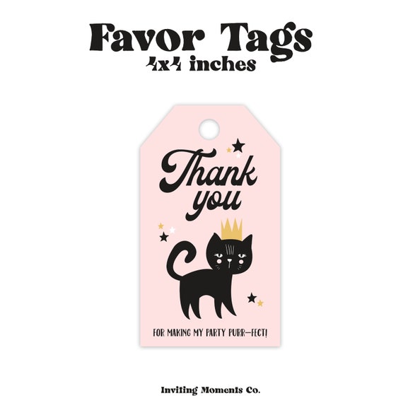 Cat Favor Tags - Instant Download - Kitten Favor Tags - Birthday Il_570xn