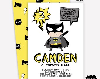 Batman Invitation File - Superhero Invitation - Comic Invitation - Digital File - Superheroes