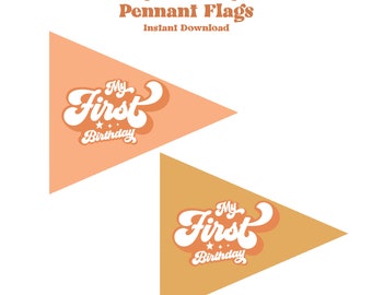 My First Birthday Pennant Flag - Instant Download - Printable File