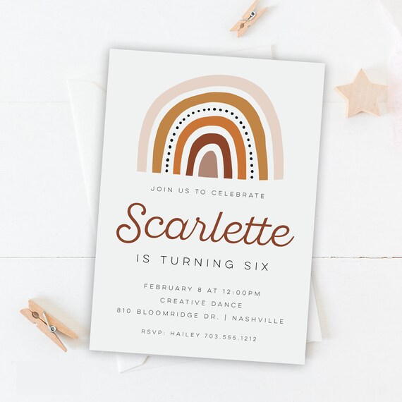 Rainbow Birthday Invitation | Printable File | Kids Birthday Invitation Il_570xn