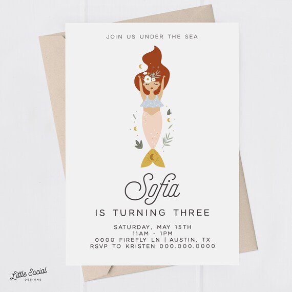 Mermaid Invitation File - Birthday Invitation Il_570xn