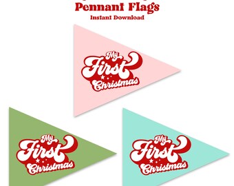 My First Christmas Pennant Flag - Instant Download - Printable File