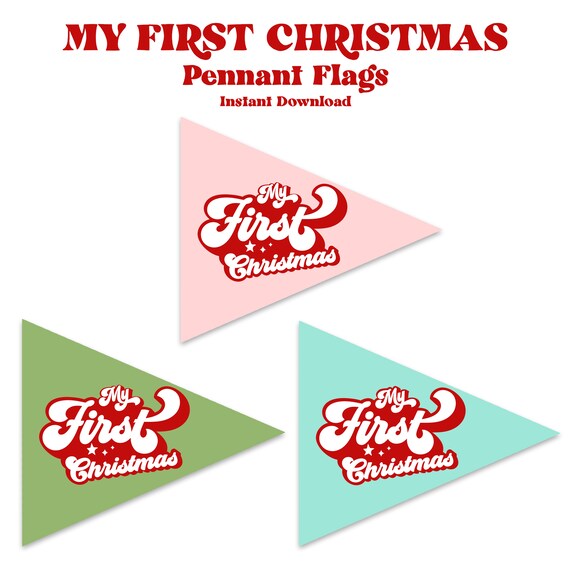 My First Christmas Pennant Flag - Instant Download - Printable File Il_570xn