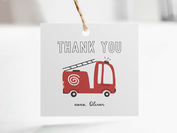 Firetruck Favor Tags | INSTANT DOWNLOAD | Fire Truck | Firetruck ...