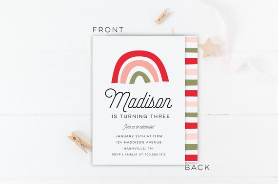 Rainbow Birthday Invitation - Printable File - Kids Birthday Party Il_570xn