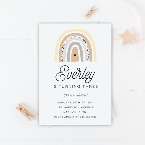 Rainbow Invitation | Printable File | Kids Birthday Invitation Il_570xn