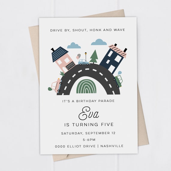 Birthday Parade Invitation | Printable File | Kids and Adult Birthday Celebration Il_570xn